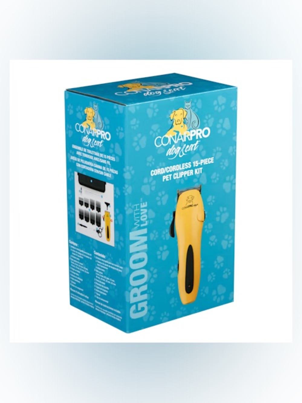 CONAIRPRO Pet Dog & Cat Cord/Cordless Pet Clipper Kit, 15 Piece